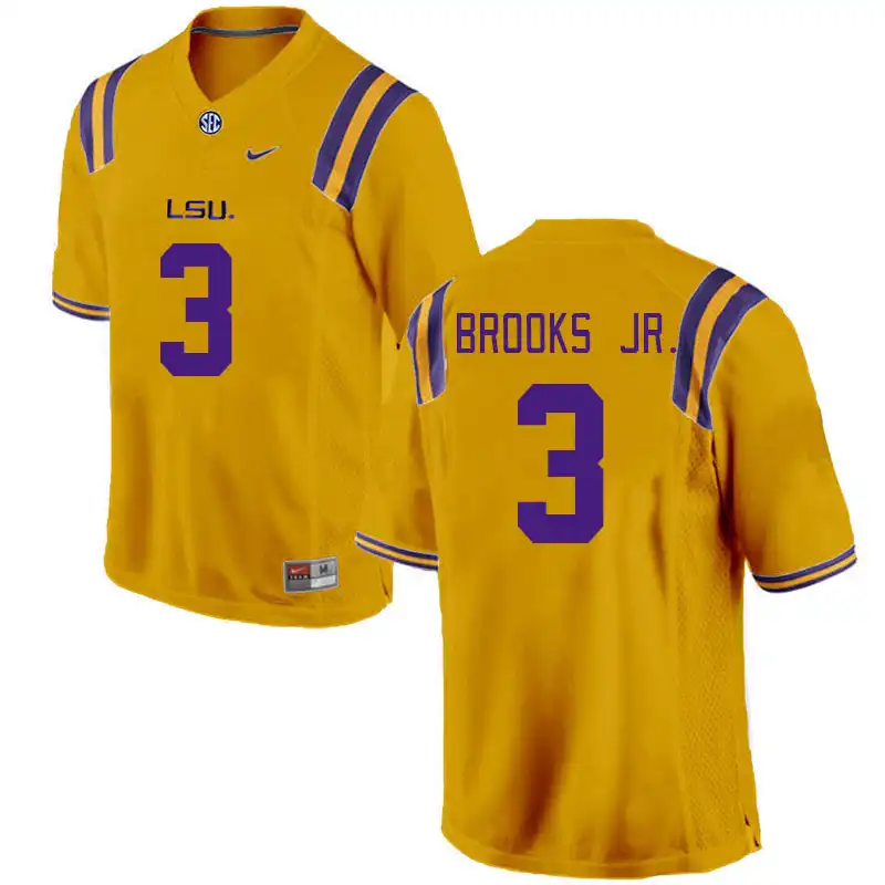 Men's LSU Tigers Greg Brooks Jr. #3 Gold NCAA Football Jersey